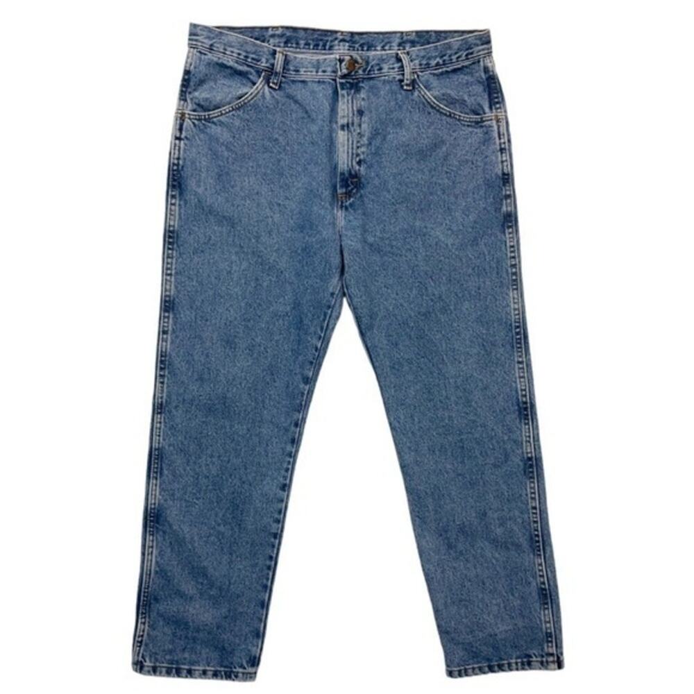 Vintage Rustler Denim Blue Jeans Men’s Size 38 x 29 medium wash distressed - Picture 10 of 10
